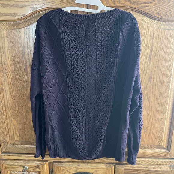 The Limited Plum Purple Chunky Knit V Neck Sweater - Picture 2 of 9